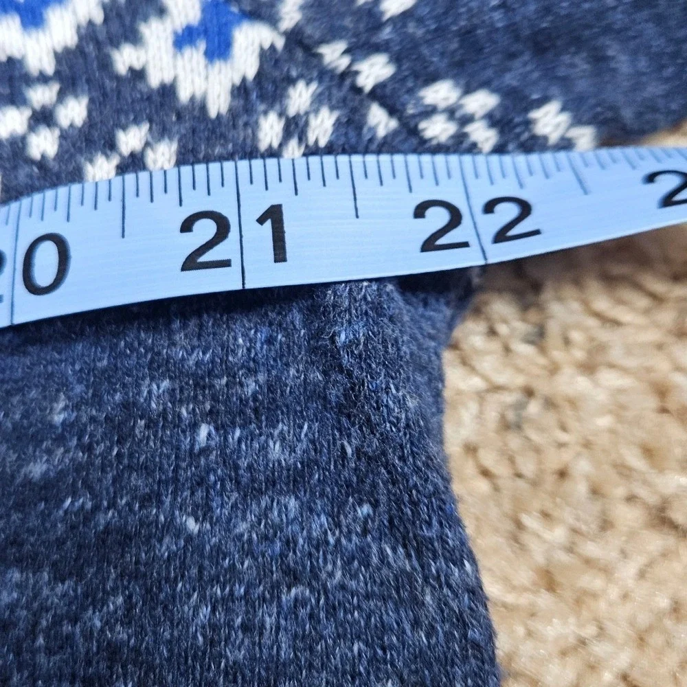 Gap‎ Mens Navy Blue Rainbow Fair Isle Crewneck Cotton Blend Sweater L Nordic Ski